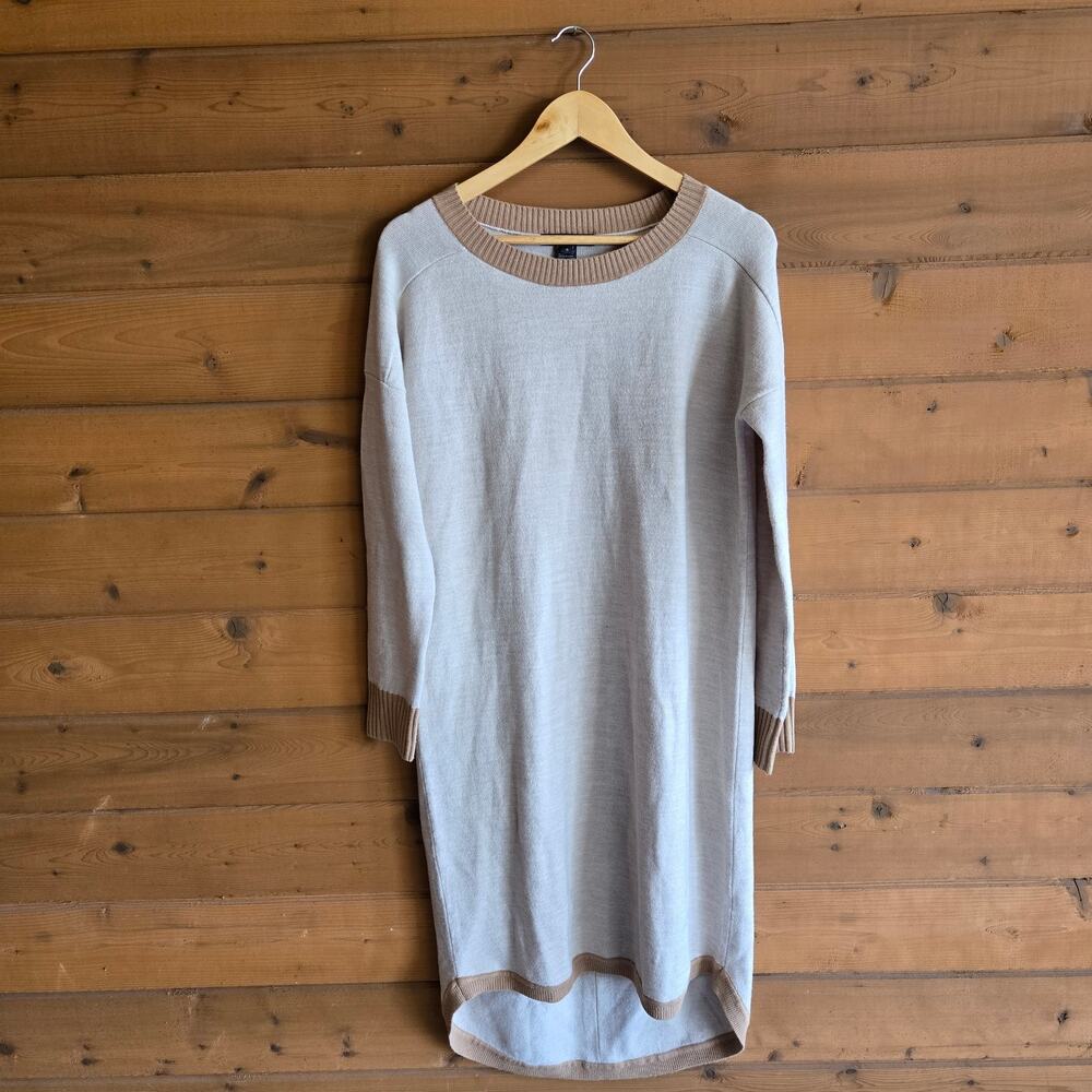 French Connection Long Sleeve Soft Sweater Dress Collared Cuffed Round Hem Small